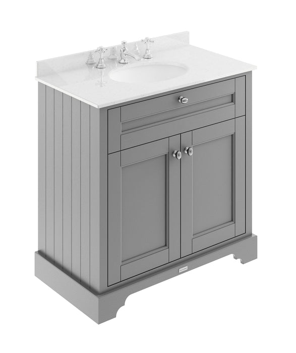 800mm Cabinet & Marble Top (3TH) Hudson Reed