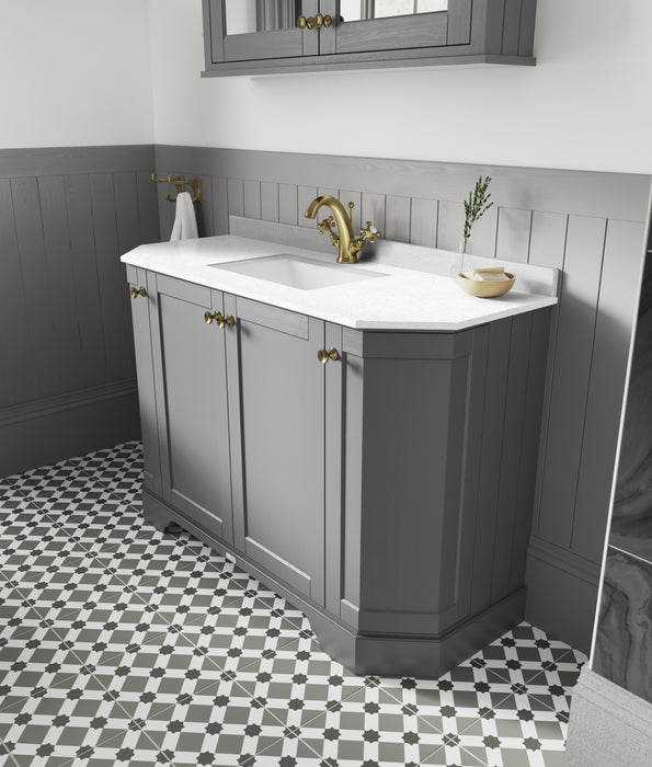 1000mm 4-Door Angled Unit & Marble Top 1TH Hudson Reed