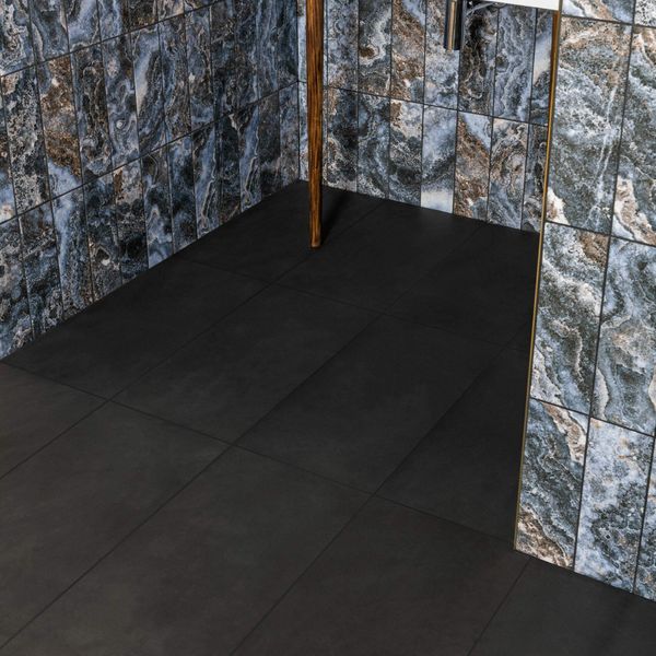 Gems Lounge Stone Effect Matt Black - 600x300 - Individual Tile