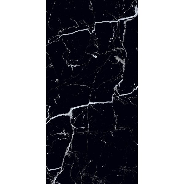Sample - Genova Black Polished Marble Effect - 600x1200 - Sample Tile