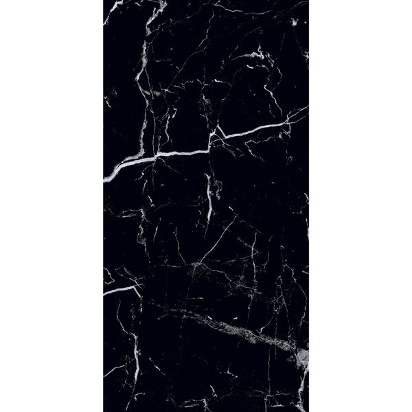 Sample - Genova Black Polished Marble Effect - 600x1200 - Sample Tile