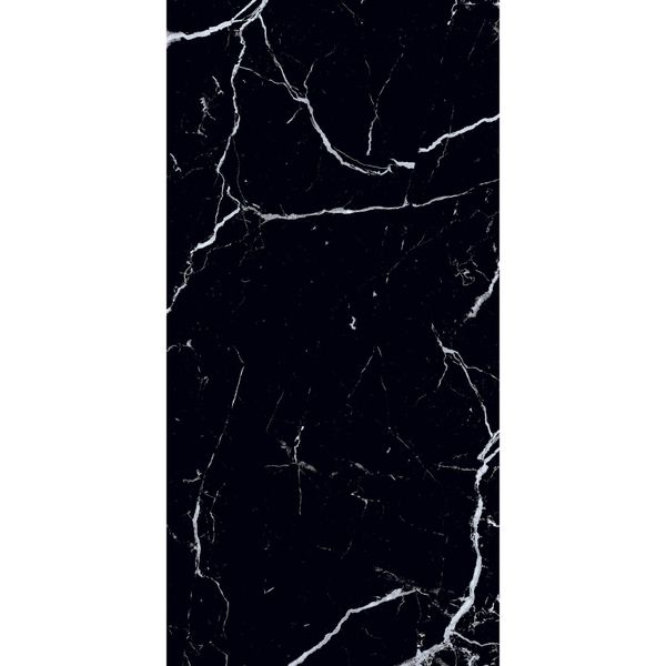 Sample - Genova Black Polished Marble Effect - 600x1200 - Sample Tile