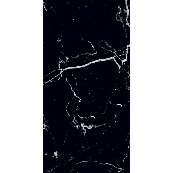 Sample - Genova Black Polished Marble Effect - 600x300 - Sample Tile