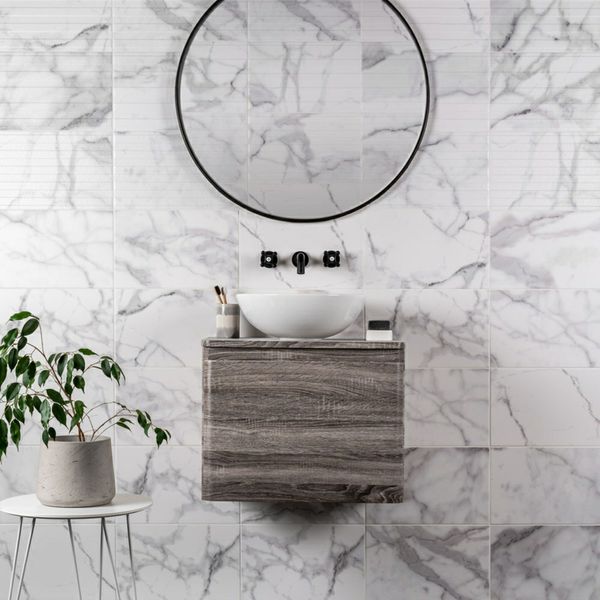 Sample - Calacatta Grey Decor Marble Effect Tile - 400x250 - Sample Tile