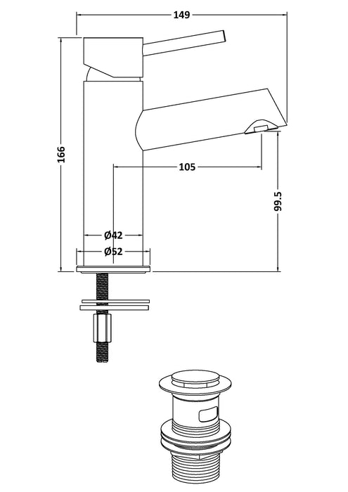 Mono Basin Mixer With Push Button Waste