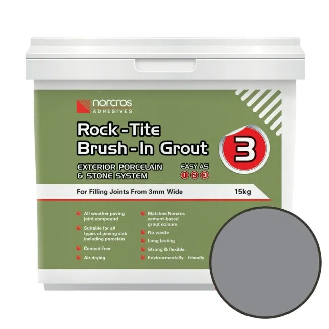 Norcros Rock-Tite Brush In Grout Steel Grey 15kg