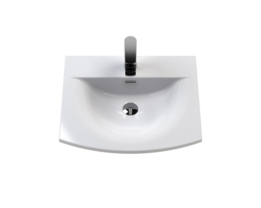 Urban Wall Hung 2 Drawer Vanity & Curved Ceramic Basin, 500mm