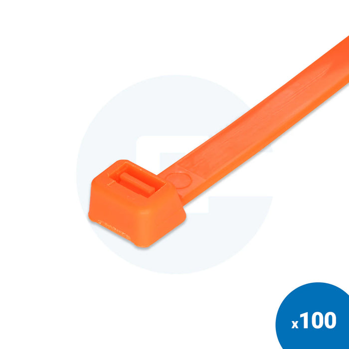 Neon Orange Cable Ties - Pack of 100