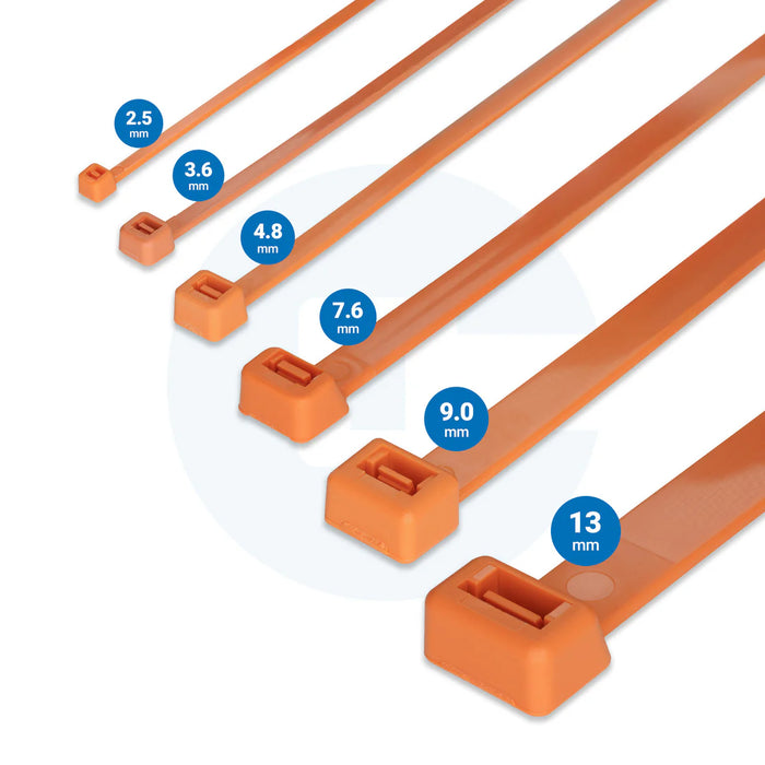 Orange Cable Ties - Pack of 100