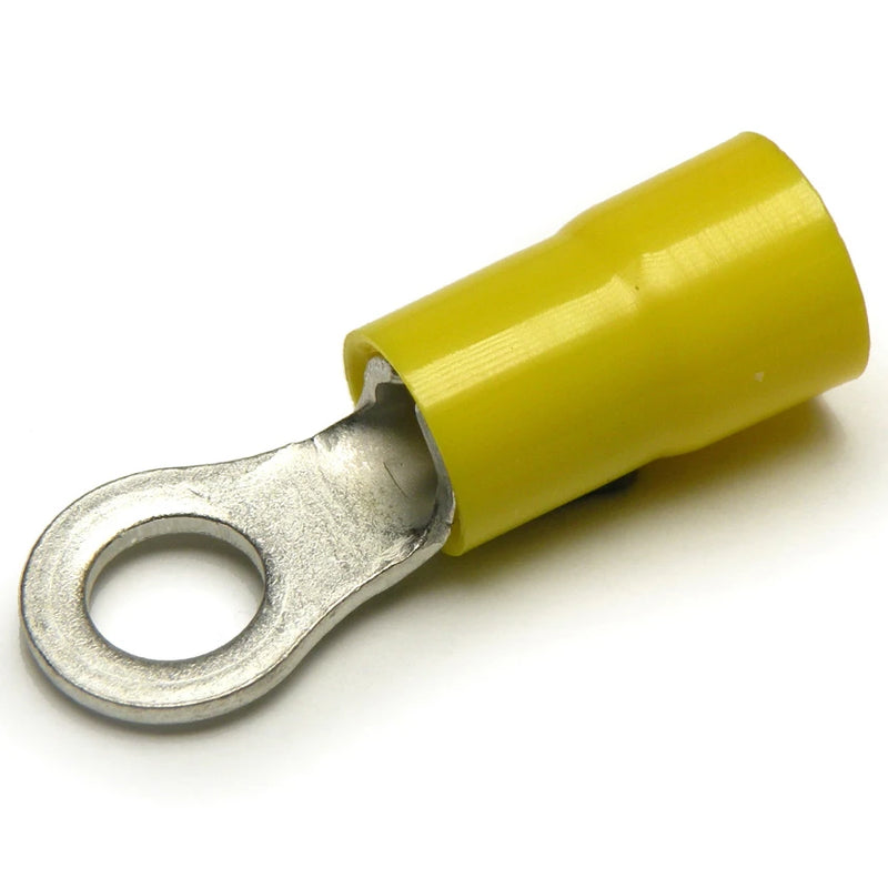 4-6mm² Pre-Insulated Ring Terminal M4 Stud Yellow