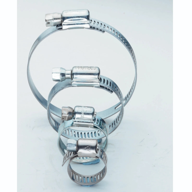 12 - 22mm Metal Worm Drive Hose Clip Silver - 2 Pack