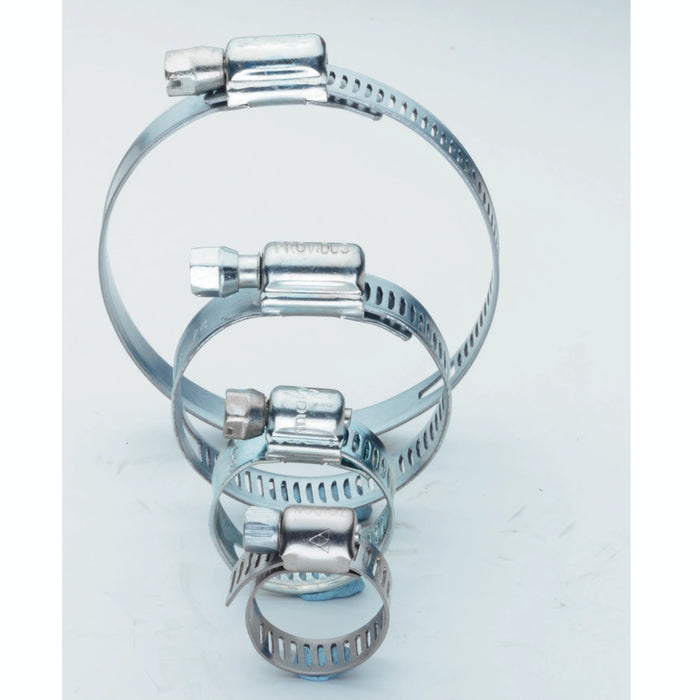 12 - 22mm Metal Worm Drive Hose Clip Silver - 2 Pack