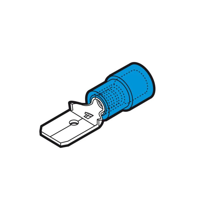 1.5-2.5mm² Partially Insulated Push-On Male Terminal 6.35 X 0.8mm Blue