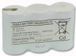 3.6V 4Ah Ni-Cd YU-Lite Emergency Lighting 3x D Battery Pack Side-Side