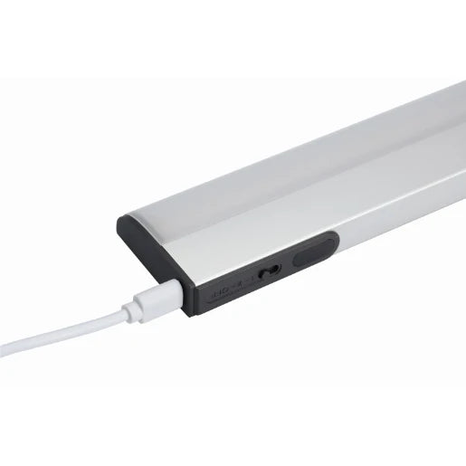 Sensorlux Cabinet Wardrobe Light 261Mm 100Lm 3000K With Dual Ir Hand Wave And Door Sensor Dimmable Rechargeable Battery