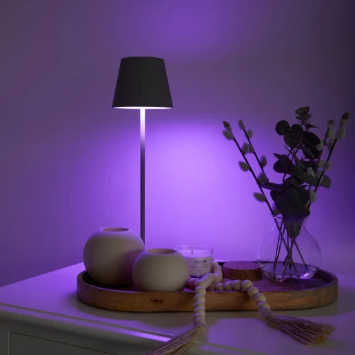 Black LED Colour Changing Portable Table Lamp
