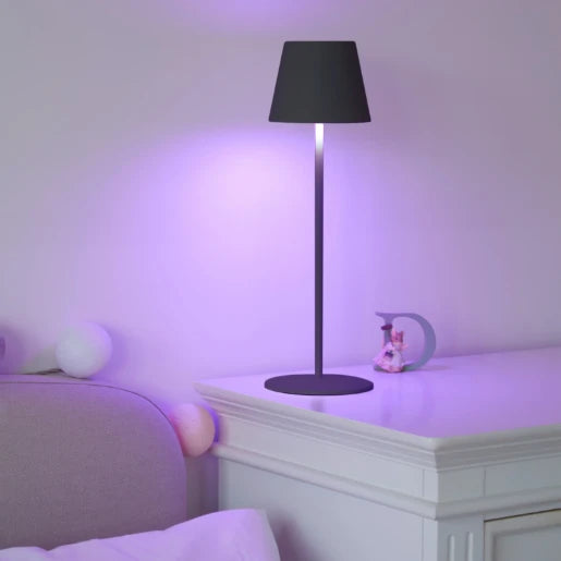 Black LED Colour Changing Portable Table Lamp