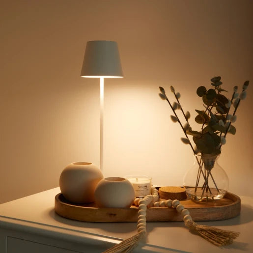 White Rechargeable USB Table Lamp Warm White & RGB