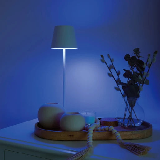 White Rechargeable USB Table Lamp Warm White & RGB