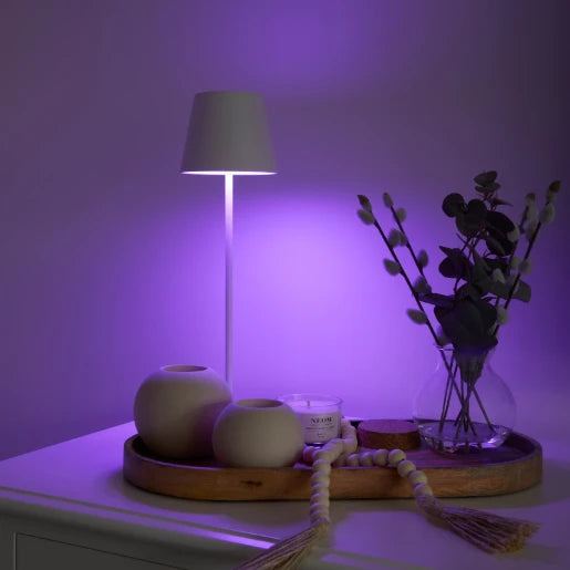 White Rechargeable USB Table Lamp Warm White & RGB