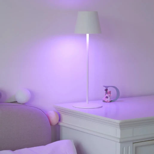 White Rechargeable USB Table Lamp Warm White & RGB
