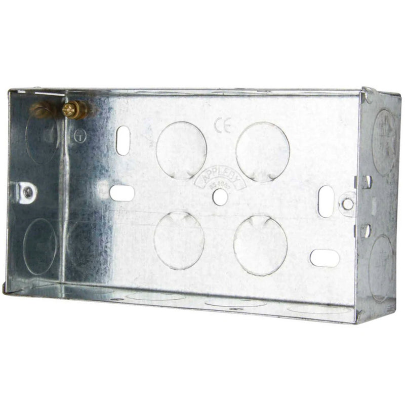 2 Gang Adjustable Lug Flush Steel Installation Box 35mm Depth