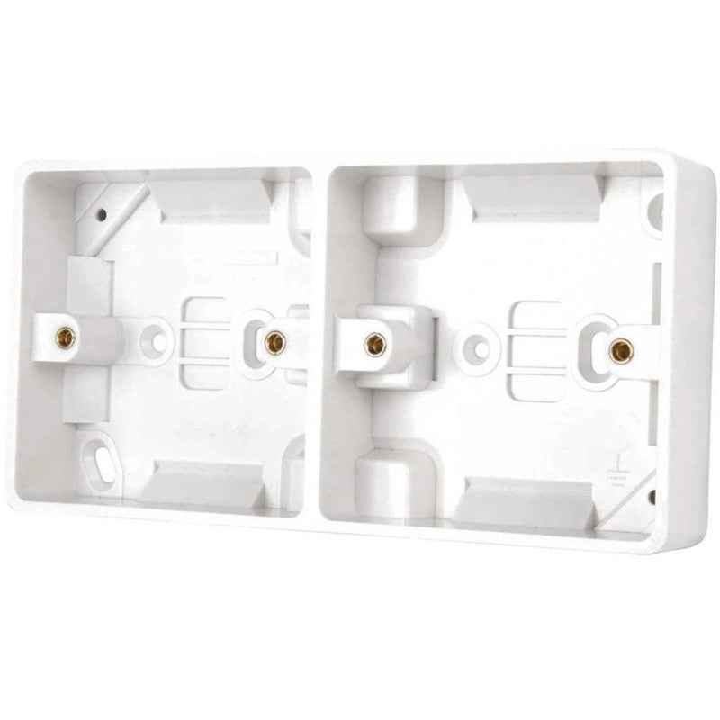 Box 2 x 1 Gang Dual Moulded 174 x 87 x 29mm White Fixed Dividing Barrier