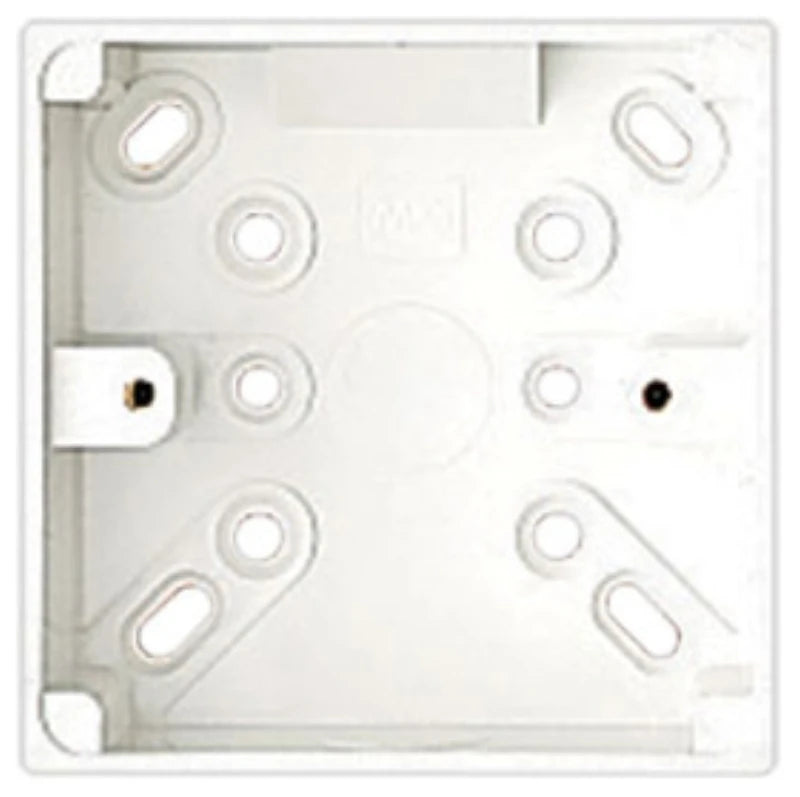 Box 1 Gang PVC Surface 87X87X32mm White Oval&Round Push Outs