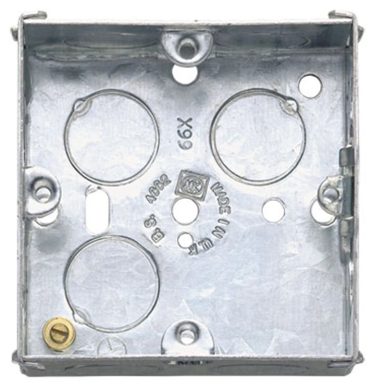 Box 1 Gang Flush 75 x 75 x 35mm Steel One Adjustable Lug