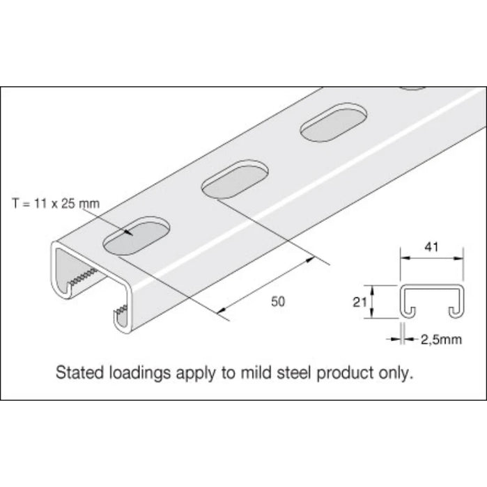 B Line Channel B Channel 21mm x 41mm Slotted Pre Galvanised Steel {6Mtr} — Trade ...