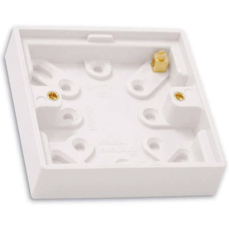 1 Gang Moulded Surface Installation Box With Earth Terminal 20mm Depth