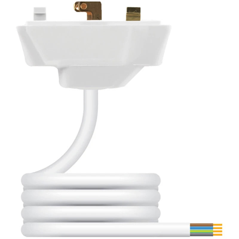 Plug 4 Pin Pre-Wired 6A White 0.75mm² x 3m PVC Flexible Cord