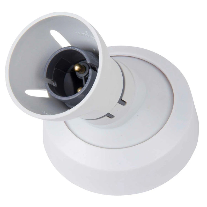 Batten Lamp Holder Safety BC Angled White Home Office Shield