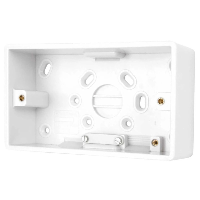 Box 2 Gang Surface Moulded For Consumer Unit 89 x 147 x 45mm White Cable Clamp