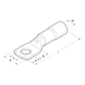 Cembre 16mm² Polyamide Pa6.6 Insulated Copper Tube Crimping Lug M8 Stud Black