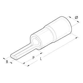 16mm² Polyamide Pa6.6 Insulated Pin Terminal 18mm Pin Length Black