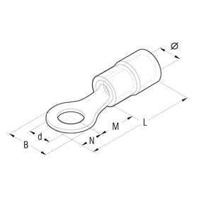 4mm²-6mm² Halogen Free Polycarbonate Insulated Ring Terminal M6 Stud Yellow