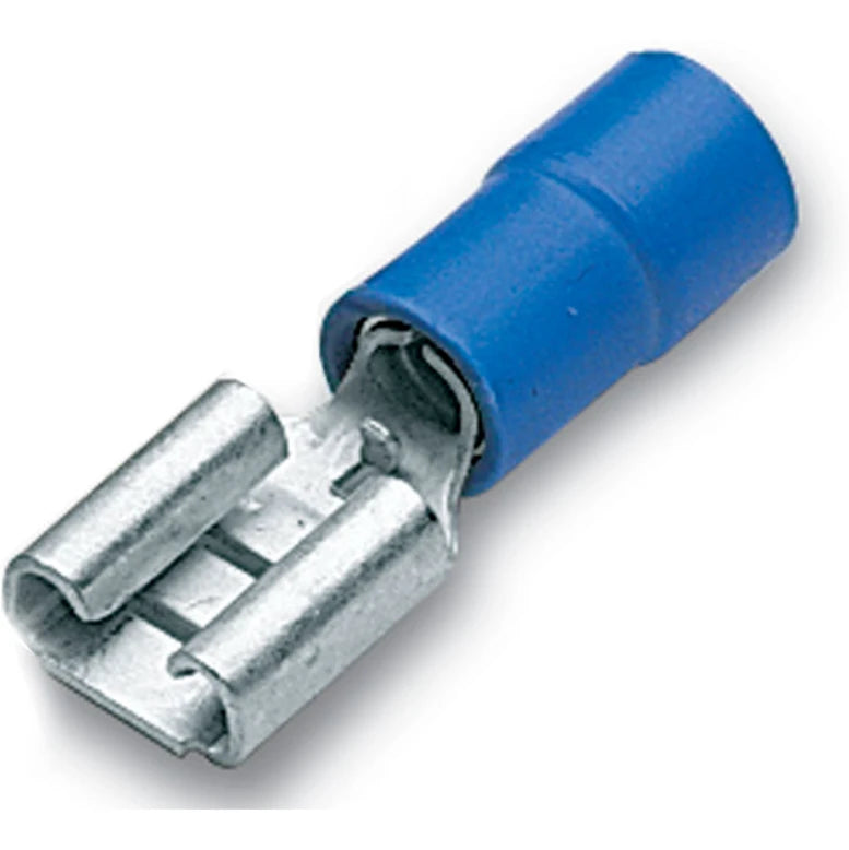 1.5mm²-2.5mm² Reinforced Fully Polyamide Pa6.6 Insulated Female Disconnect Terminal 4.8mm X 0.8mm Tab Size Blue