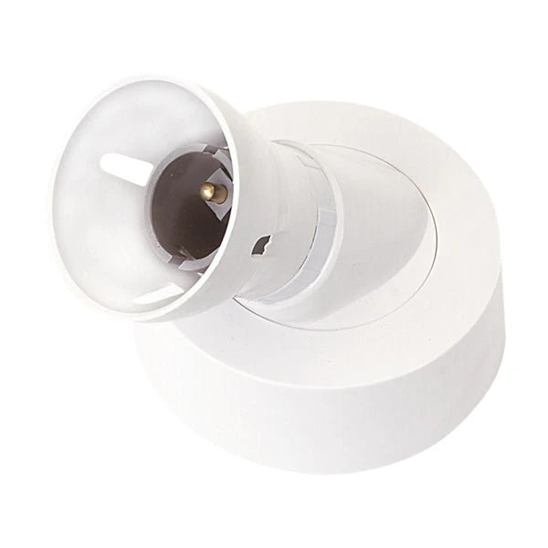 Batten Lamp Holder T2 BC Angled Short Skirt Loop In White