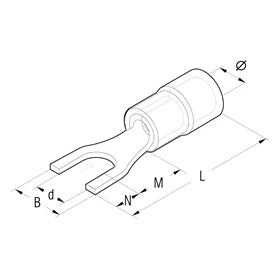 GF-U Fork Terminal PVC Insulated 4-6mm² 10 X 30.7mm Yellow 1000/Pack