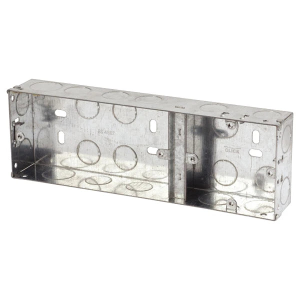 Back Box Rectangle Back Box 1+2 Dual 35mm Galvanised Steel — Trade Superstore Online