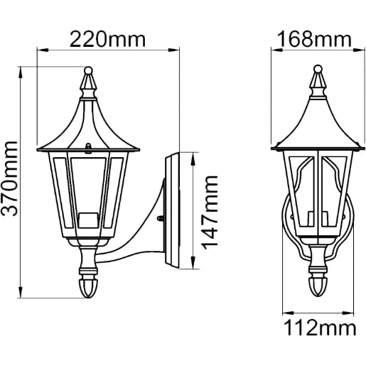 Coria E27 Upwards Wall Lantern Black