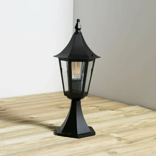 Lantern 6 Sided Pillar E27 60W Black W/O Lamp