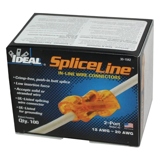 Connector Spliceline In-Line Wire 2 Port Orange [Pack=100]