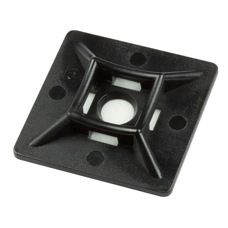 19mm x 19mm Black Cable Tie Adhesive Base - 100 Pack