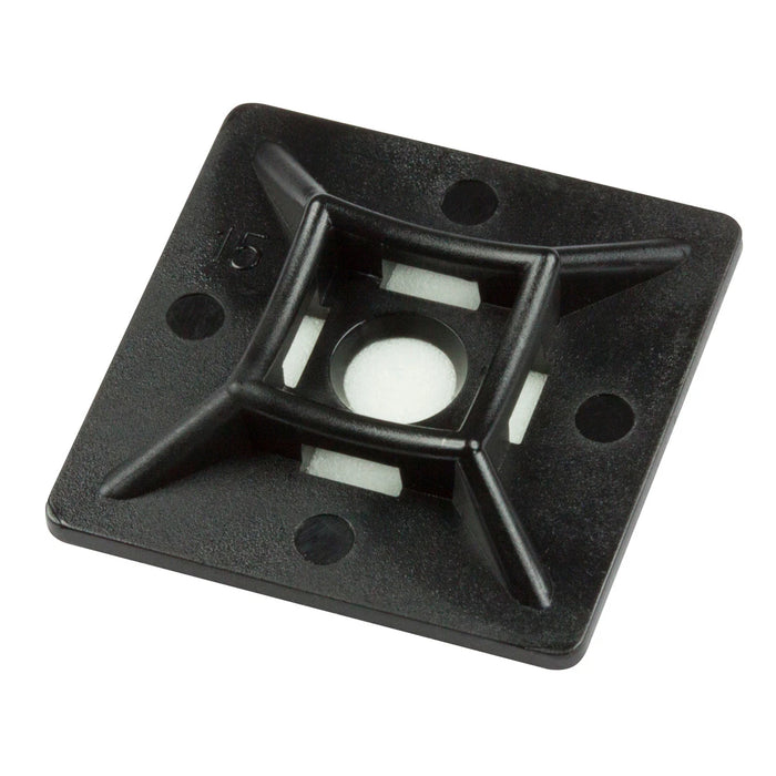 19mm x 19mm Black Cable Tie Adhesive Base - 100 Pack