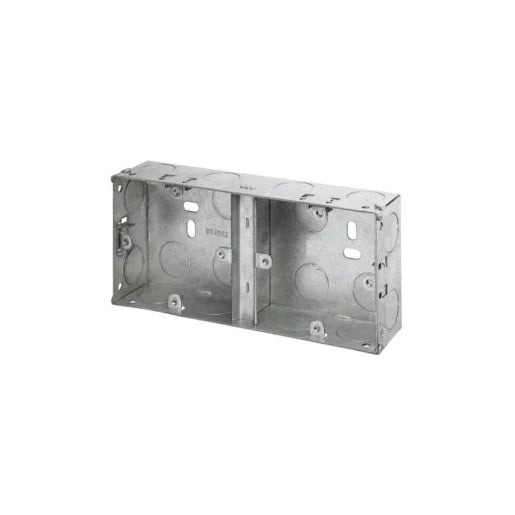 2 Gang Dual Flush Mount Metal Back Box 25mm