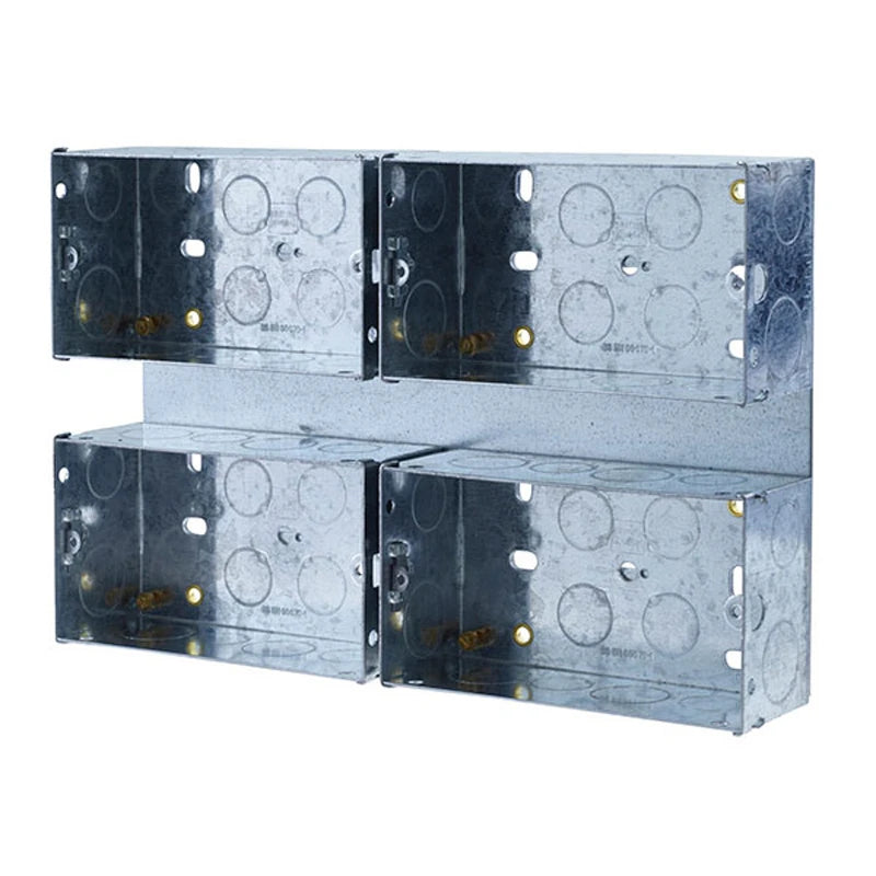 Plate 4 x 2 Gang Combination 47mm Steel + Knockout