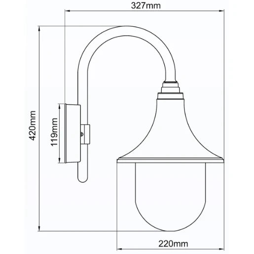 Lantern Wall E27 IP44 60W Black Polycarbonate NO Lamp