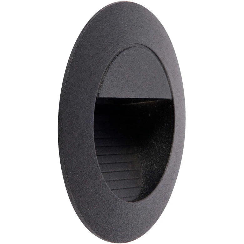 Wallwasher Recessed Round Cool White LED 1.2W Black IP44
